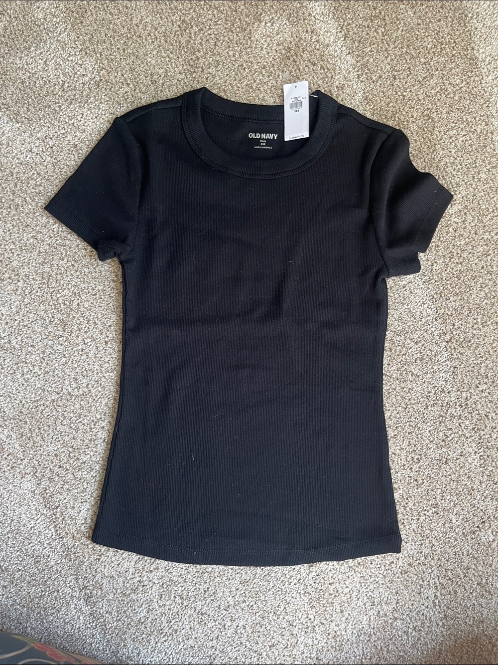 Old Navy Black Ribbed Short Sleeve Crew Tee